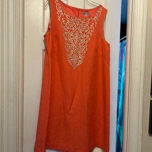 Salmon lined linen dress